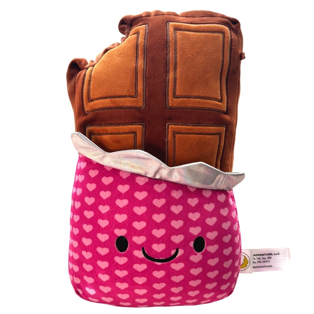 Animal Adventure Valentine Chocolate Bar Plush 16" Pink Hearts Stuffed Toy Kawai